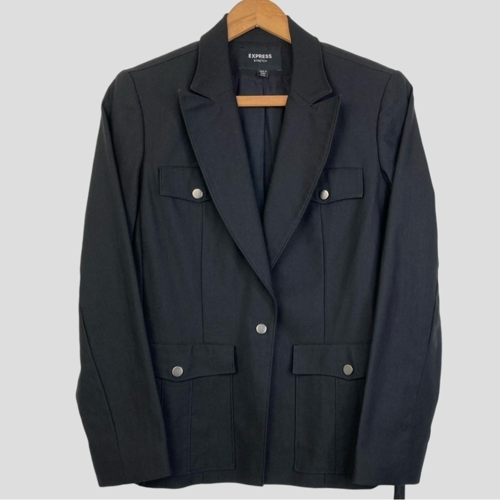 Vintage Express Women’s Military Style Utility Blazer Jacket Power Dressing Sz.S - Picture 2 of 9